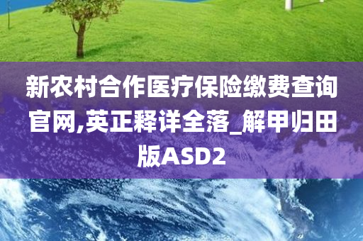 新农村合作医疗保险缴费查询官网,英正释详全落_解甲归田版ASD2