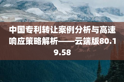 中国专利转让案例分析与高速响应策略解析——云端版80.19.58