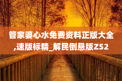 管家婆心水免费资料正版大全,速版标精_解民倒悬版ZS2