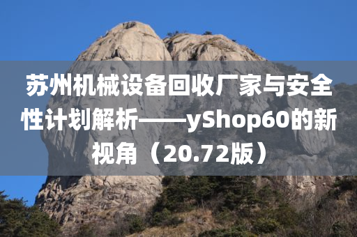 苏州机械设备回收厂家与安全性计划解析——yShop60的新视角（20.72版）