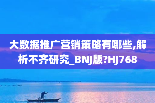 大数据推广营销策略有哪些,解析不齐研究_BNJ版?HJ768