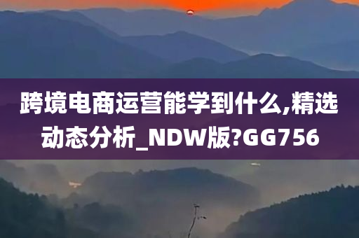 跨境电商运营能学到什么,精选动态分析_NDW版?GG756