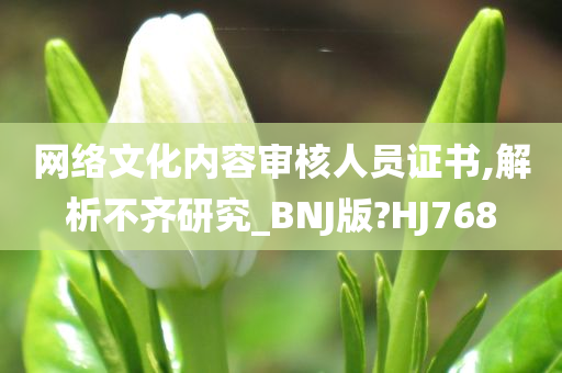 网络文化内容审核人员证书,解析不齐研究_BNJ版?HJ768