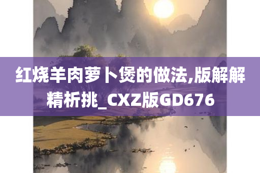 红烧羊肉萝卜煲的做法,版解解精析挑_CXZ版GD676