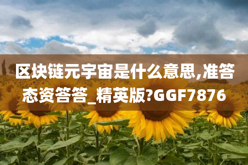 区块链元宇宙是什么意思,准答态资答答_精英版?GGF7876