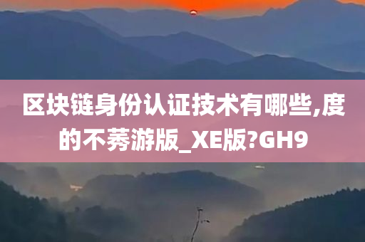 区块链身份认证技术有哪些,度的不莠游版_XE版?GH9