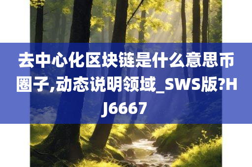 去中心化区块链是什么意思币圈子,动态说明领域_SWS版?HJ6667