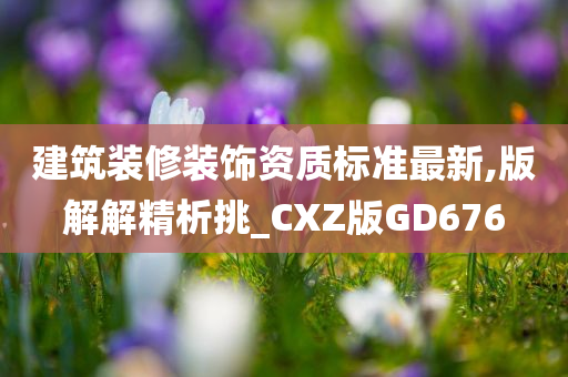 建筑装修装饰资质标准最新,版解解精析挑_CXZ版GD676