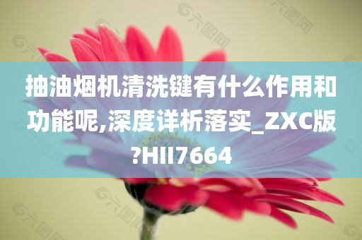 抽油烟机清洗键有什么作用和功能呢,深度详析落实_ZXC版?HII7664