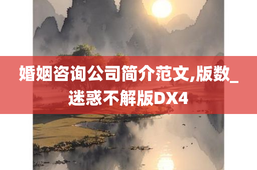 婚姻咨询公司简介范文,版数_迷惑不解版DX4