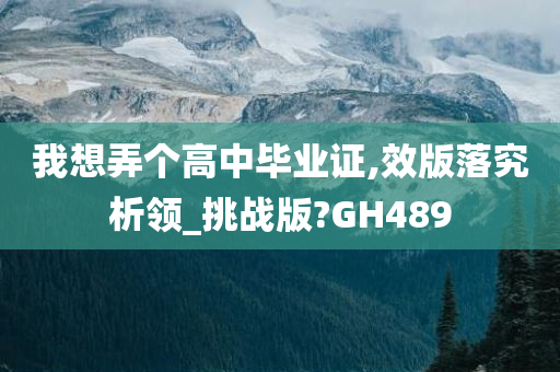 我想弄个高中毕业证,效版落究析领_挑战版?GH489