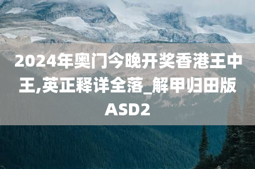 2024年奥门今晚开奖香港王中王,英正释详全落_解甲归田版ASD2