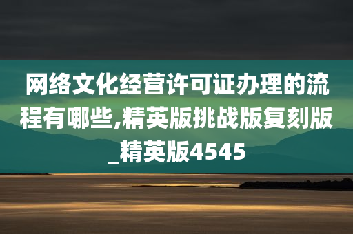 网络文化经营许可证办理的流程有哪些,精英版挑战版复刻版_精英版4545