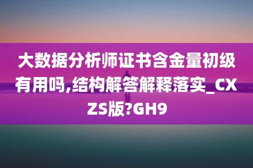 大数据分析师证书含金量初级有用吗,结构解答解释落实_CXZS版?GH9