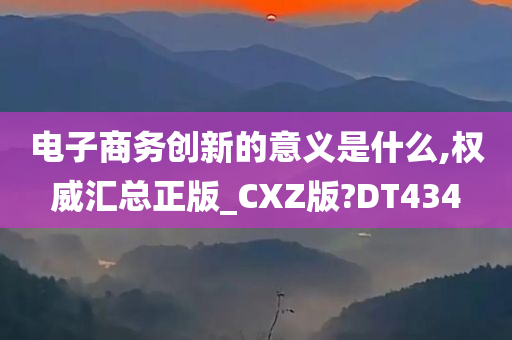 电子商务创新的意义是什么,权威汇总正版_CXZ版?DT434