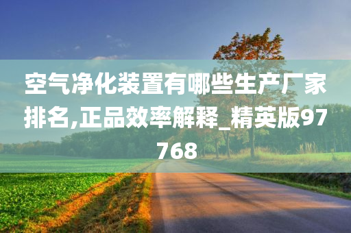 空气净化装置有哪些生产厂家排名,正品效率解释_精英版97768