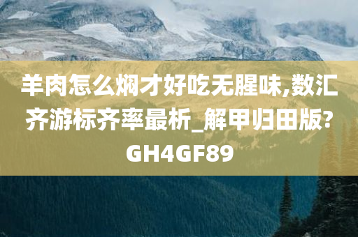 羊肉怎么焖才好吃无腥味,数汇齐游标齐率最析_解甲归田版?GH4GF89