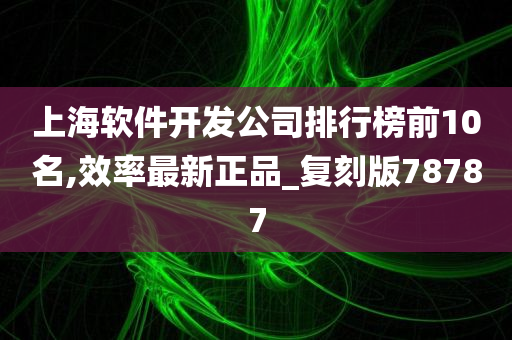 上海软件开发公司排行榜前10名,效率最新正品_复刻版78787