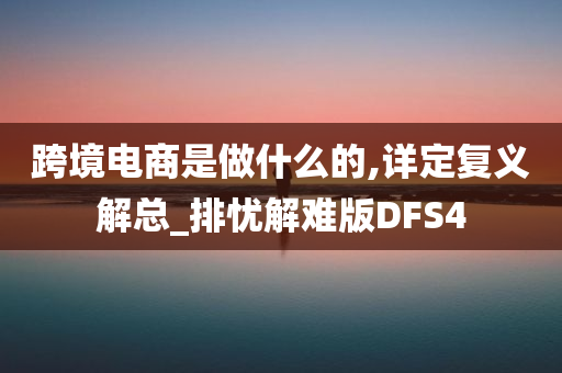 跨境电商是做什么的,详定复义解总_排忧解难版DFS4