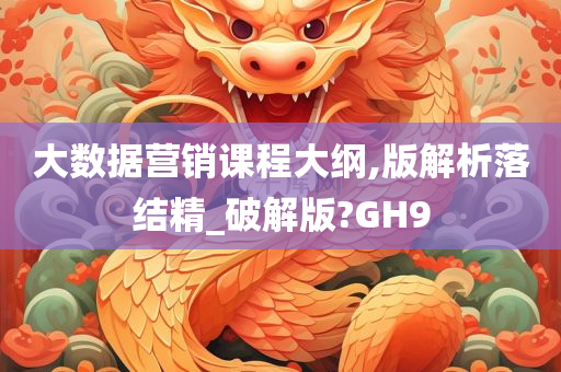 大数据营销课程大纲,版解析落结精_破解版?GH9