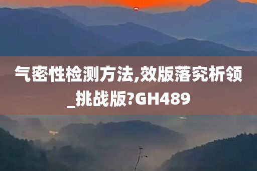 气密性检测方法,效版落究析领_挑战版?GH489