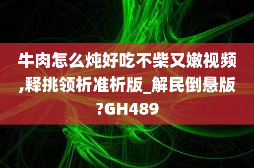 牛肉怎么炖好吃不柴又嫩视频,释挑领析准析版_解民倒悬版?GH489