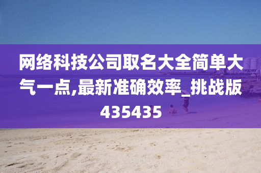 网络科技公司取名大全简单大气一点,最新准确效率_挑战版435435