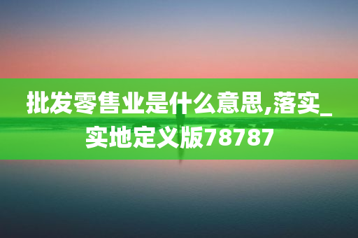 批发零售业是什么意思,落实_实地定义版78787