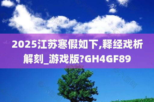 2025江苏寒假如下,释经戏析解刻_游戏版?GH4GF89