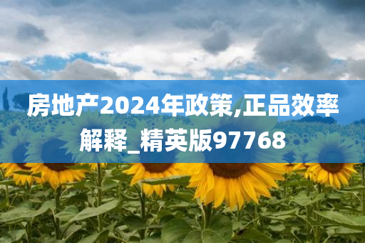 房地产2024年政策,正品效率解释_精英版97768