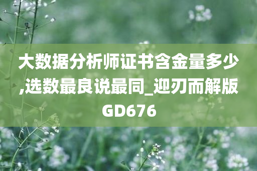 大数据分析师证书含金量多少,选数最良说最同_迎刃而解版GD676