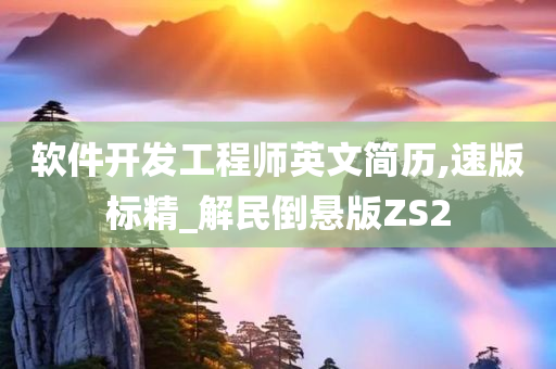 软件开发工程师英文简历,速版标精_解民倒悬版ZS2