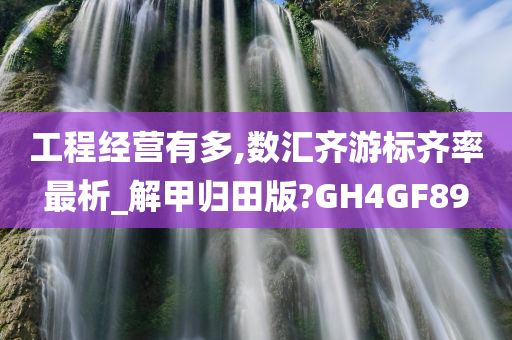 工程经营有多,数汇齐游标齐率最析_解甲归田版?GH4GF89