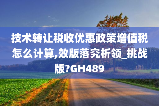 技术转让税收优惠政策增值税怎么计算,效版落究析领_挑战版?GH489