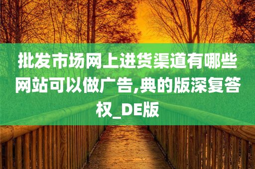 批发市场网上进货渠道有哪些网站可以做广告,典的版深复答权_DE版