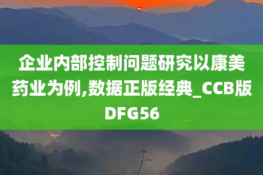 企业内部控制问题研究以康美药业为例,数据正版经典_CCB版DFG56