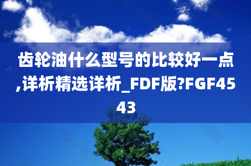 齿轮油什么型号的比较好一点,详析精选详析_FDF版?FGF4543