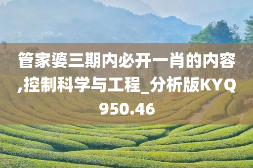 管家婆三期内必开一肖的内容,控制科学与工程_分析版KYQ950.46