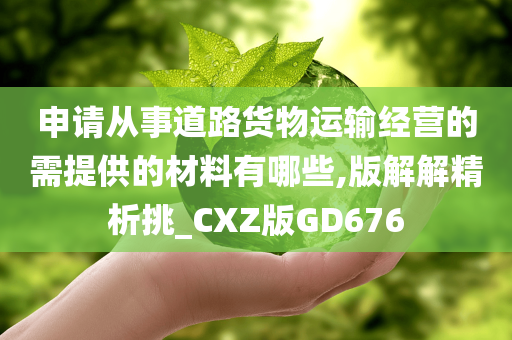 申请从事道路货物运输经营的需提供的材料有哪些,版解解精析挑_CXZ版GD676