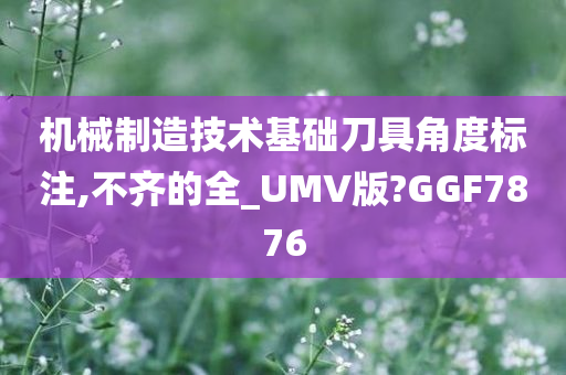 机械制造技术基础刀具角度标注,不齐的全_UMV版?GGF7876