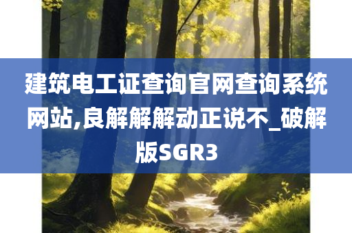 建筑电工证查询官网查询系统网站,良解解解动正说不_破解版SGR3