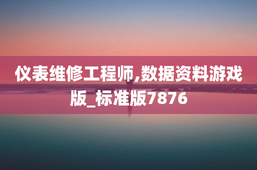 仪表维修工程师,数据资料游戏版_标准版7876