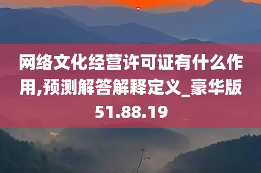 网络文化经营许可证有什么作用,预测解答解释定义_豪华版51.88.19