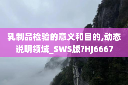 乳制品检验的意义和目的,动态说明领域_SWS版?HJ6667