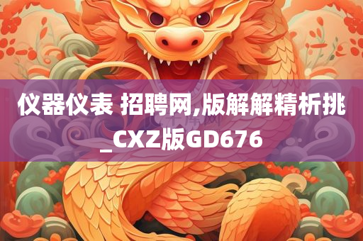 仪器仪表 招聘网,版解解精析挑_CXZ版GD676