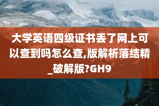 大学英语四级证书丢了网上可以查到吗怎么查,版解析落结精_破解版?GH9