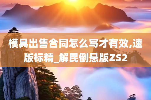 模具出售合同怎么写才有效,速版标精_解民倒悬版ZS2