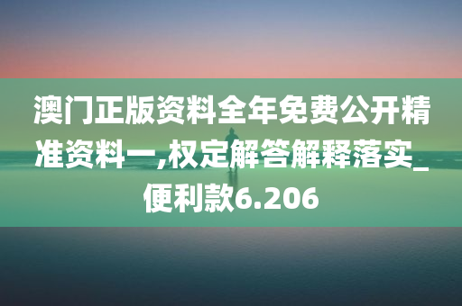 澳门正版资料全年免费公开精准资料一,权定解答解释落实_便利款6.206