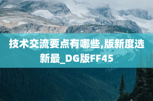 技术交流要点有哪些,版新度选新最_DG版FF45