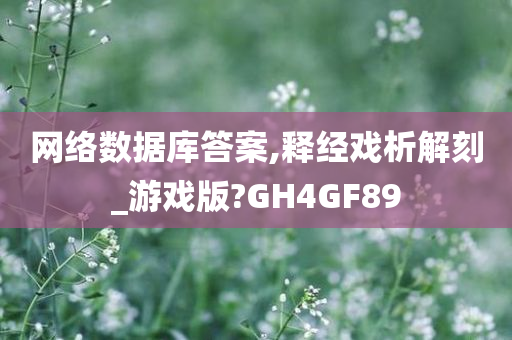 网络数据库答案,释经戏析解刻_游戏版?GH4GF89